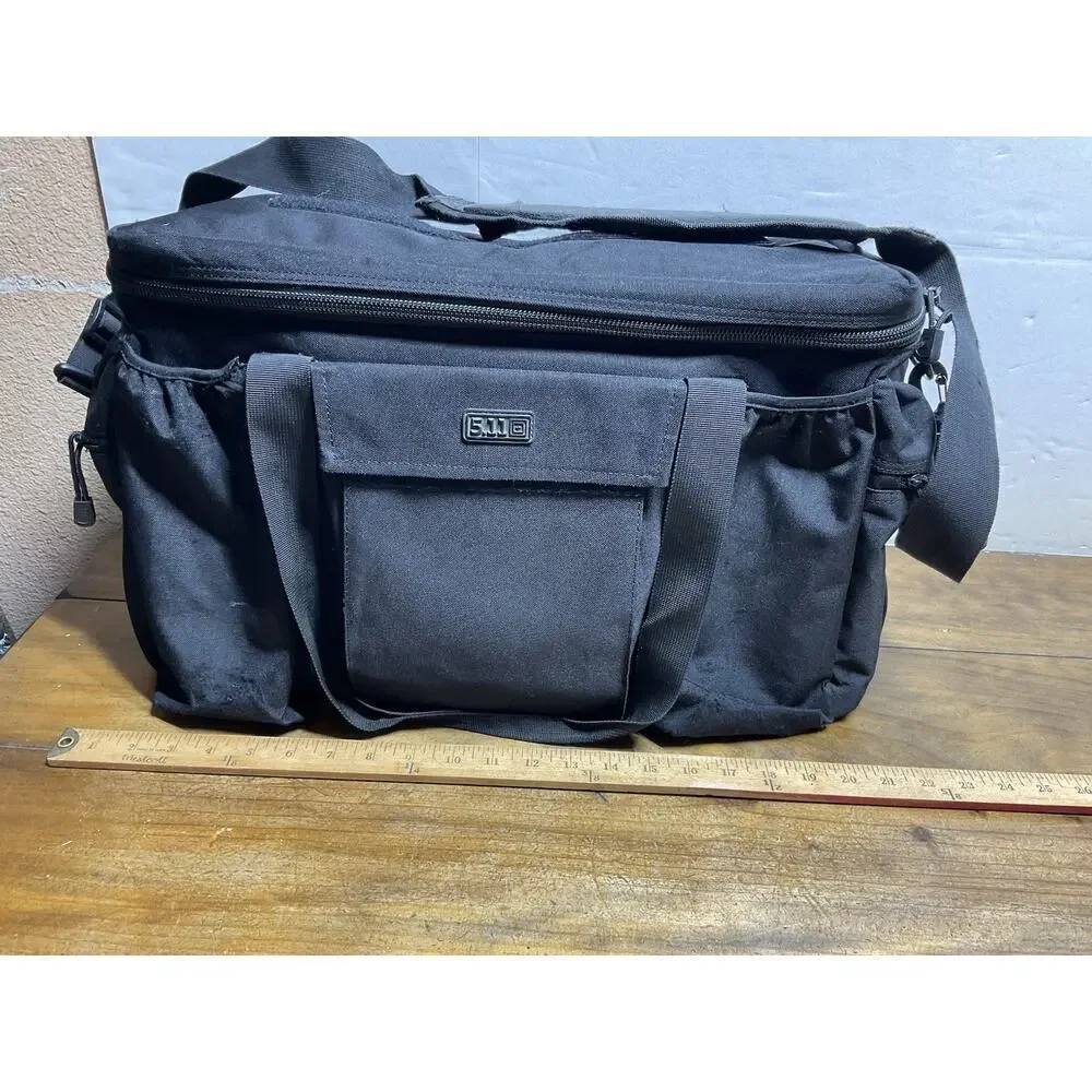5.11 Patrol Ready Tactical Bag Large Travel Pockets Zippers Black Shoulder Strap